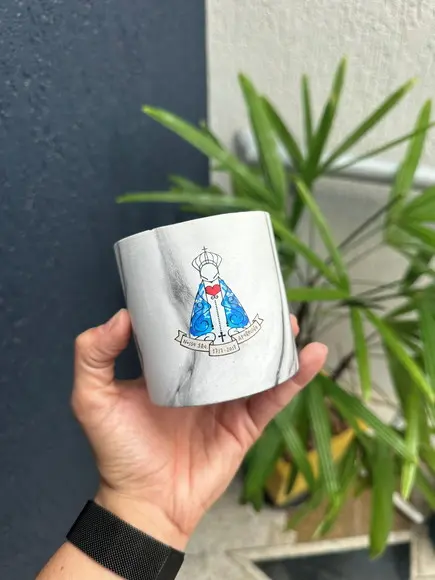 Vaso de Cerâmica com Adesivo Transfer