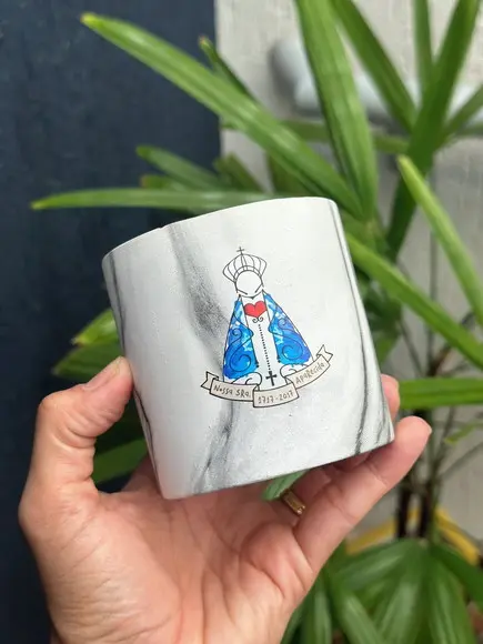 Vaso de Cerâmica com Adesivo Transfer
