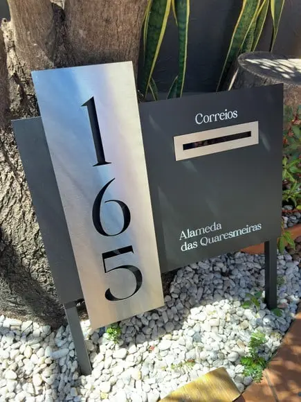 Algarismo Acm + Inox +caixa Correio e Pé para Jardim
