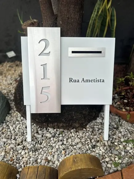 Algarismo Acm + Inox +caixa Correio e Pé para Jardim