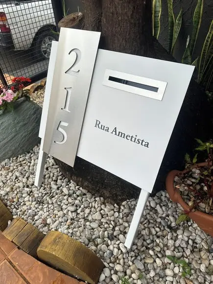 Algarismo Acm + Inox +caixa Correio e Pé para Jardim