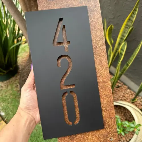 Algarismo Residencial Acm com Acm Corten Personalizado 40x18