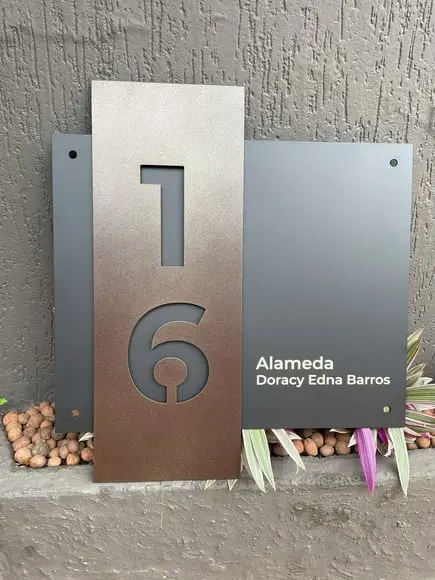 Algarismo Residencial Acm com Acm Corten Personalizado 60x55