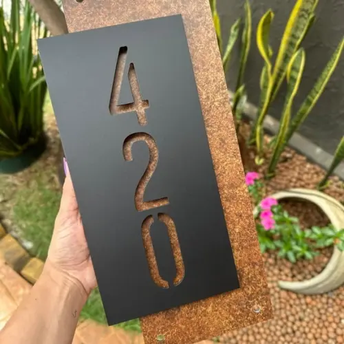 Algarismo Residencial Acm com Acm Corten Personalizado 40x18