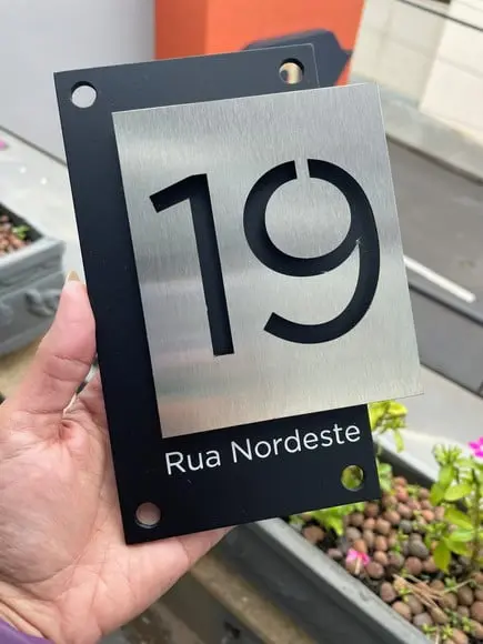 Algarismo Residencial Acm com Inox - 2 Dígitos 12x18