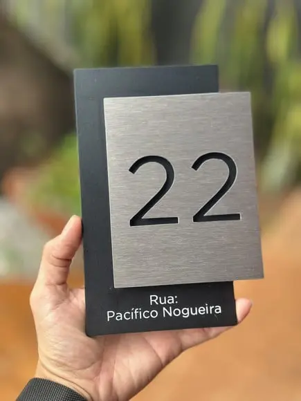 Algarismo Residencial Acm com Inox - 2 Dígitos 12x20