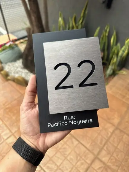 Algarismo Residencial Acm com Inox - 2 Dígitos 12x20