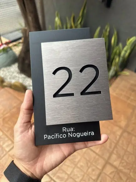 Algarismo Residencial Acm com Inox - 2 Dígitos 12x20