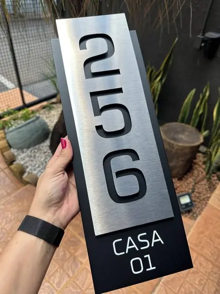 Algarismo Residencial Acm com Inox - 3 Dígitos 15x43
