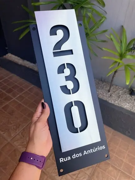 Algarismo Residencial Acm com Inox - 3 Dígitos 15x43