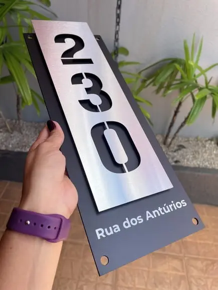 Algarismo Residencial Acm com Inox - 3 Dígitos 15x43