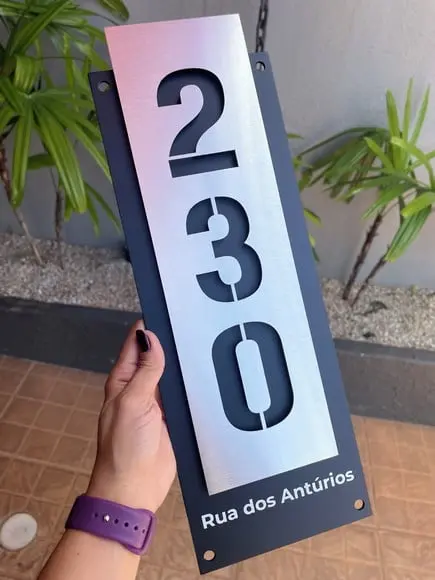 Algarismo Residencial Acm com Inox - 3 Dígitos 15x43