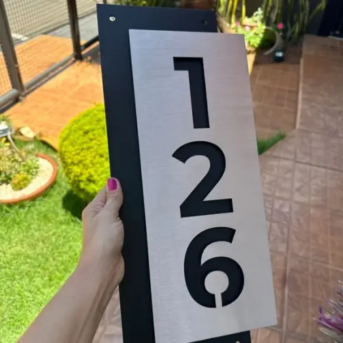 Algarismo Residencial Acm com Inox - 3 Dígitos 21x49,5cm