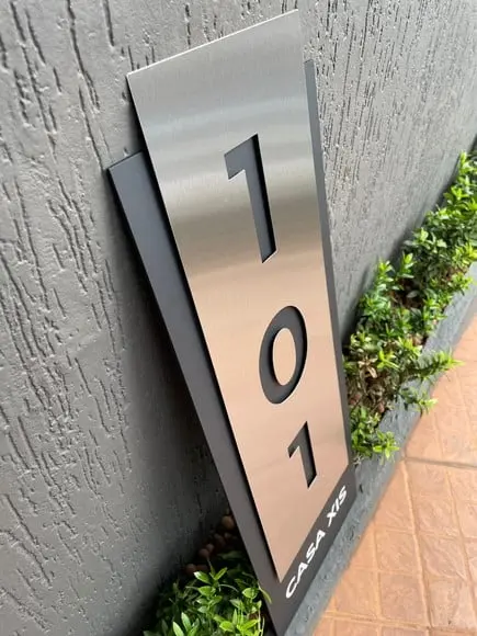 Algarismo Residencial Acm com Inox - 3 Dígitos 30x86