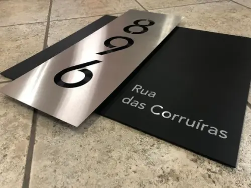 Algarismo Residencial Acm com Inox - 3 Dígitos 60x55
