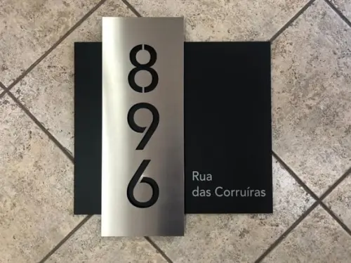 Algarismo Residencial Acm com Inox - 3 Dígitos 60x55