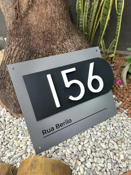 Algarismo Residencial Acm com Pvc - 3 Dígitos 60x45
