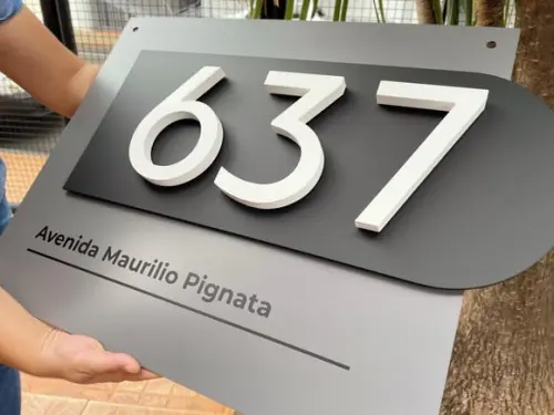 Algarismo Residencial Acm com Pvc - 3 Dígitos 60x45