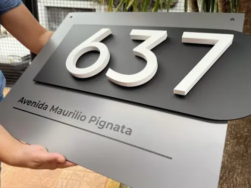 Algarismo Residencial Acm com Pvc - 3 Dígitos 60x45