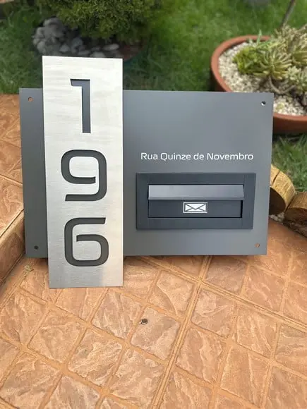Algarismo Residencial Acm+inox com Caixa de Correio 60x55