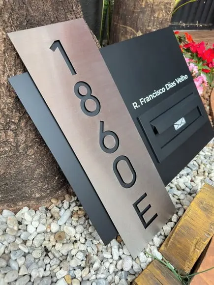 Algarismo Residencial Acm+inox com Caixa de Correio 60x55