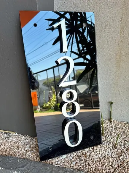 Algarismo Residencial Vidro com Inox - 4 Dígitos 30x60
