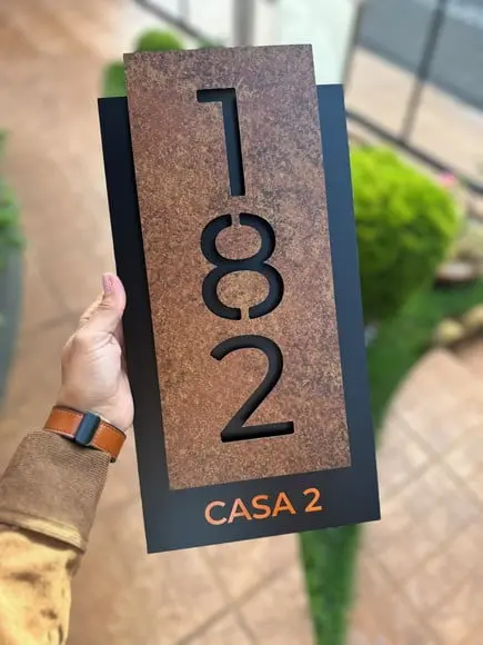 Número para Casa Acm com Acm Corten - 3 Dígitos 20x40