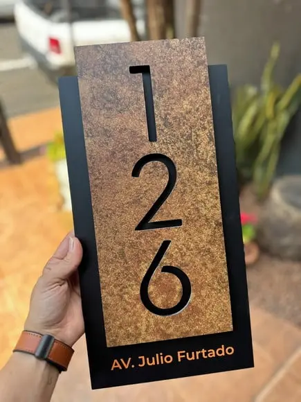 Número para Casa Acm com Acm Corten - 3 Dígitos 20x40