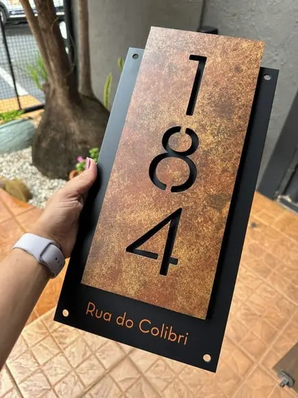 Número para Casa Acm com Acm Corten - 3 Dígitos 20x40