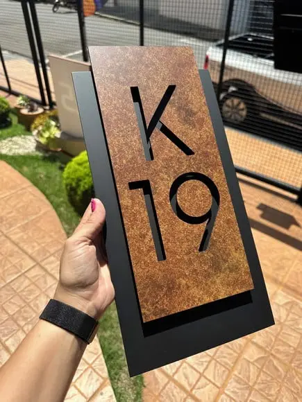 Número para Casa Acm com Acm Corten - 3 Dígitos 20x40