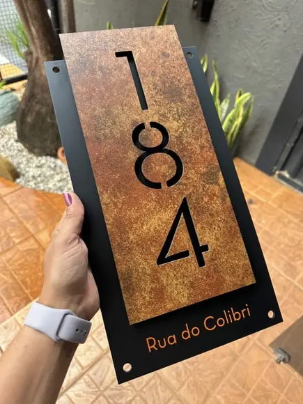 Número para Casa Acm com Acm Corten - 3 Dígitos 20x40