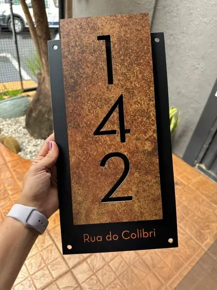 Número para Casa Acm com Acm Corten - 3 Dígitos 20x40