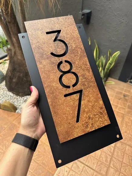 Número para Casa Acm com Acm Corten - 3 Dígitos 20x40