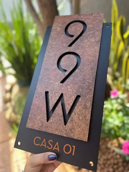 Número para Casa Acm com Acm Corten - 3 Dígitos 20x40