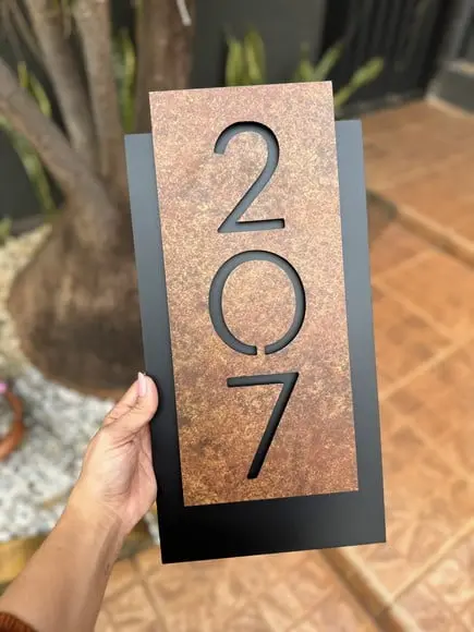Número para Casa Acm com Acm Corten - 3 Dígitos 20x40