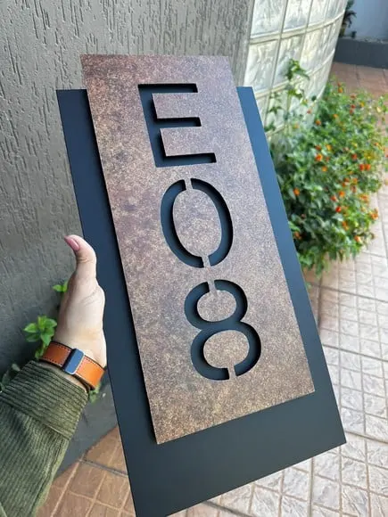 Número para Casa Acm com Acm Corten - 3 Dígitos 25x50