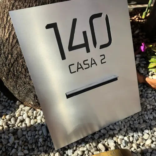 Número Residencial Acm Inox 68x45 Caixa de Correio Posterior
