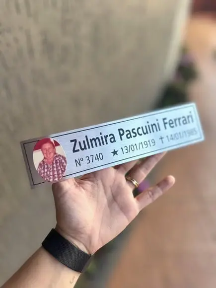 Placa Cemitério - Memorial em Inox com Impressão Uv - 5,3x23