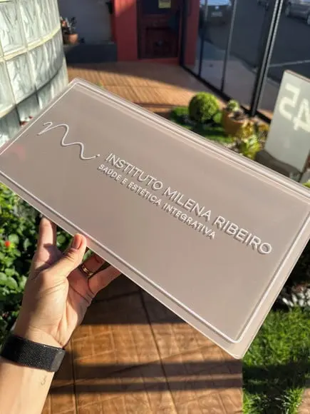Placa Comércio Acrilico Adesivo Frontal 40x20 Impressão Uv