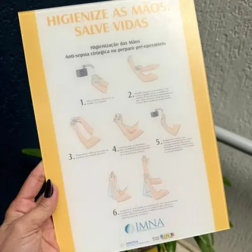 Placa Como Higienizar as Mãos Acrilica - 30x20