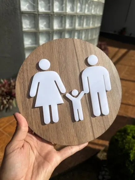 Placa de Banheiro- Modelo Calcita mdf Personalizado 20x20cm