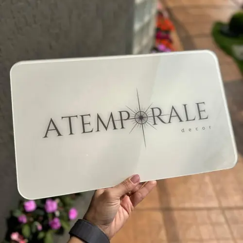 Placa de Comércio Acrilico - Efeito Cristal 40x24