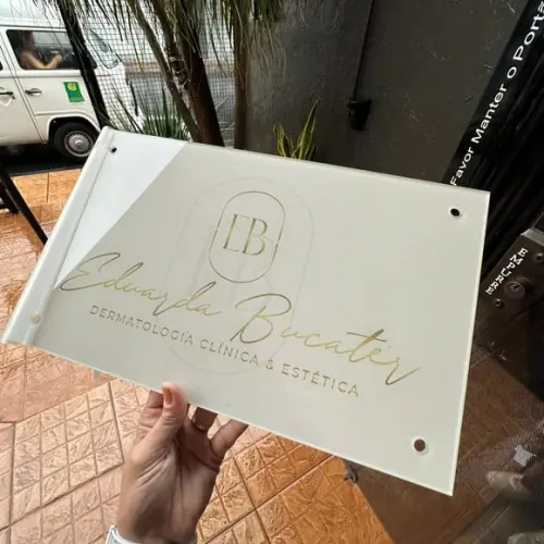 Placa de Comércio Acrilico - Efeito Cristal 40x24