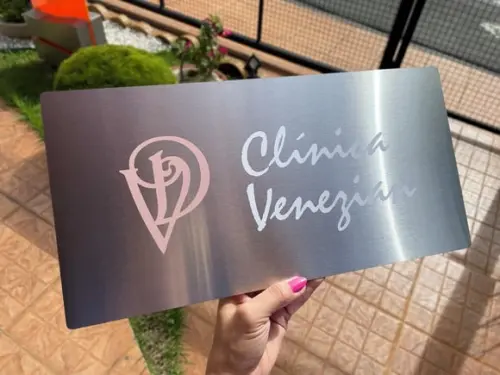 Placa de Comércio Inox - Frente 40x20