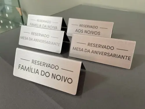 Placa de Identificação de Mesa - Inox 15x6