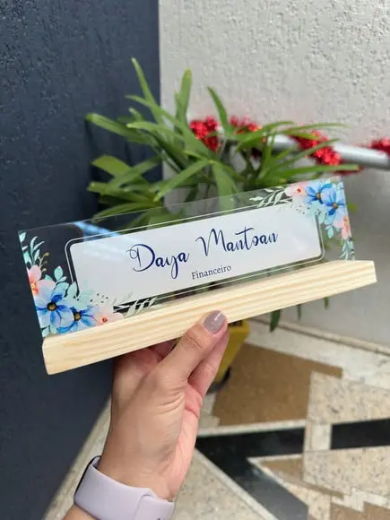 Placa de Identificação de Mesa - mdf e Acrílico 26x6,5