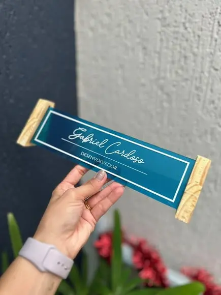 Placa de Identificação de Mesa - mdf e Acrílico 26x6,5