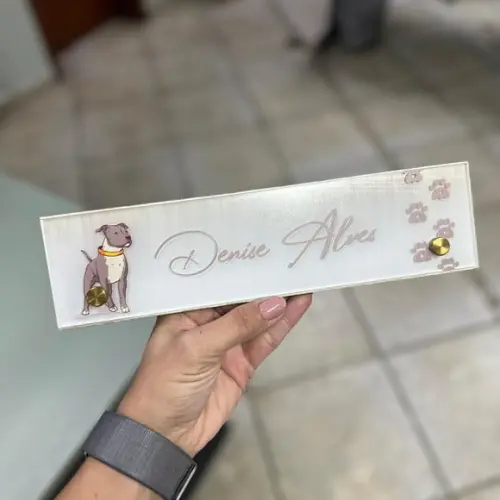 Placa de Identificação de Mesa - mdf e Acrílico 26x6,5