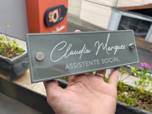 Placa de Identificação de Mesa - mdf e Acrílico 26x6,5