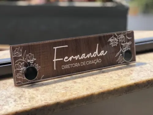 Placa de Identificação de Mesa - mdf e Acrílico 26x6,5